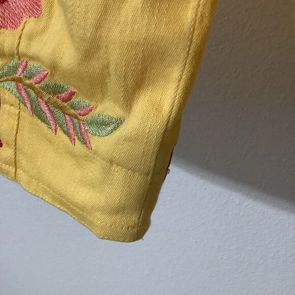 Coldwater Creek Artsy Cottagcore Yellow Embroidered Boho Button Up Jacket Small - Picture 10 of 11